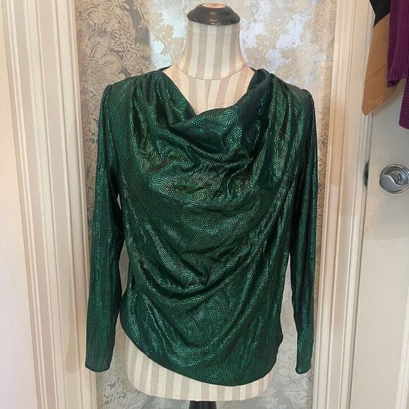 🎃 - GREEN Cowl Neck 80's Style Top! - Picture 1 of 12